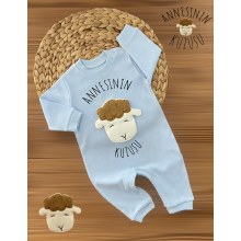 BabyMü Annesinin Kuzusu Kabartma Desenli Erkek Tulum Mavi