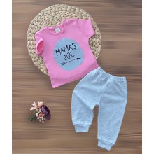 Nikuby Mamas Girl Baskılı Kısa Kollu Penye Takım Pembe