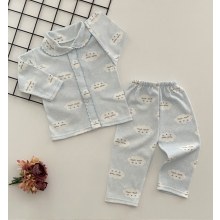 Neşeli Bebekler Bulut Desen Pijama Takımı 3/6 Ay Mavi
