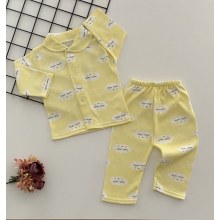 Neşeli Bebekler Bulut Desen Pijama Takımı 3/6 Ay Sarı