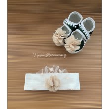 Ponpon Baby Boncuklu Dantelli Kız Bebek Patik Set
