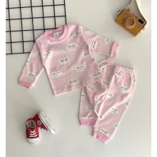 Özlem Bebe Bulut Desen Pijama Takımı Pembe