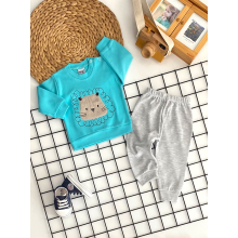 Nikuby Kabartma Nakışlı Aslan Desen Penye Takım Yeşil