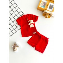Murat Baby Oyuncaklı Cepli Şortlu Takım Kırmızı