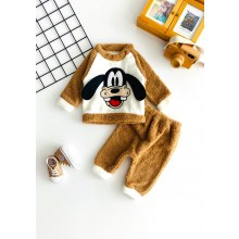 Murat Baby Köpek Kabartma Desen Welsoft Takım Kahve