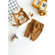 Murat Baby Maymun Kabartma Desen Welsoft Takım Kahve
