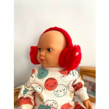 Neşeli Bebekler Kedi Desen 2-8 Yaş Arası Isıtıcı Boy Ayarlanabilir Kulaklık Kırmızı