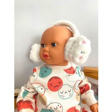 Neşeli Bebekler Kedi Desen 2-8 Yaş Arası Isıtıcı Boy Ayarlanabilir Kulaklık Beyaz