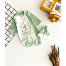 Melish Bebe Kuzu Nakışlı Patikli Bereli Kadife Tulum Yeşil