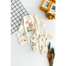 BabyCan Baskılı Desen Fiyonklu Önden Çıtçıtlı Kendinden Eldivenli Bereli Yeni Doğan Penye Takım