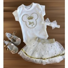 Arı Baby Tavşanlı Saç Bantlı Etekli 3’lü Takım