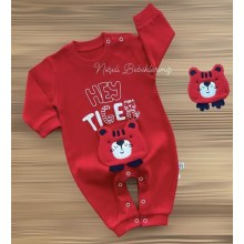 BabyMü Tiger Kabartma Figürlü Tulum Kırmızı